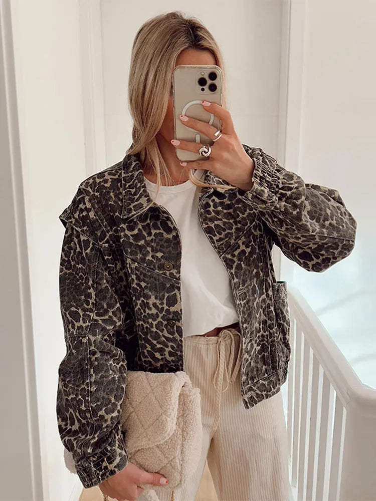 Leopard print short coat store