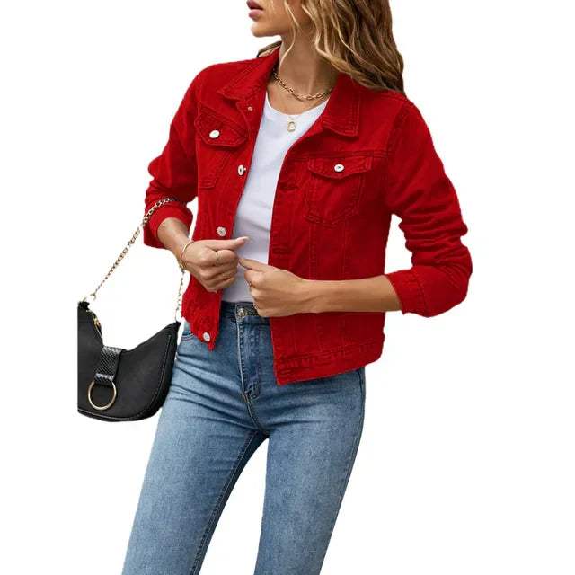 Dames Denim Jack Met Lange Mouwen - Visconte