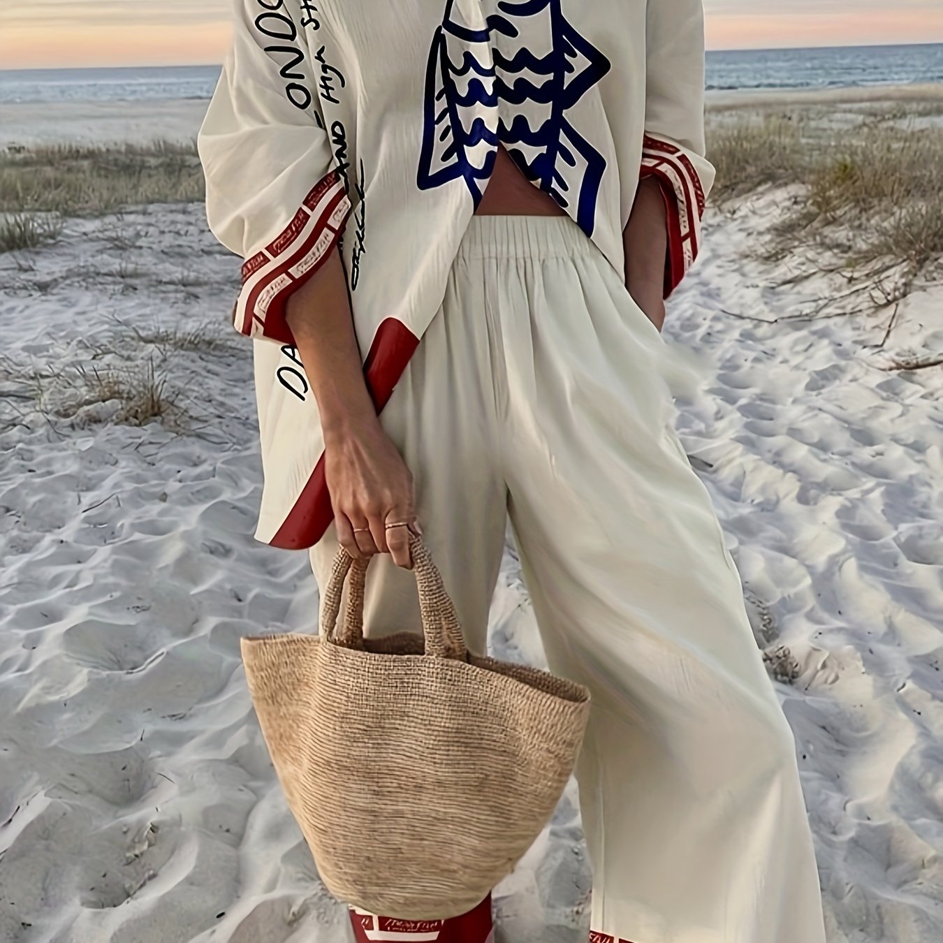 Strand Kimono met Grafische Print | Zomerset dames | Casual Strandoutfit