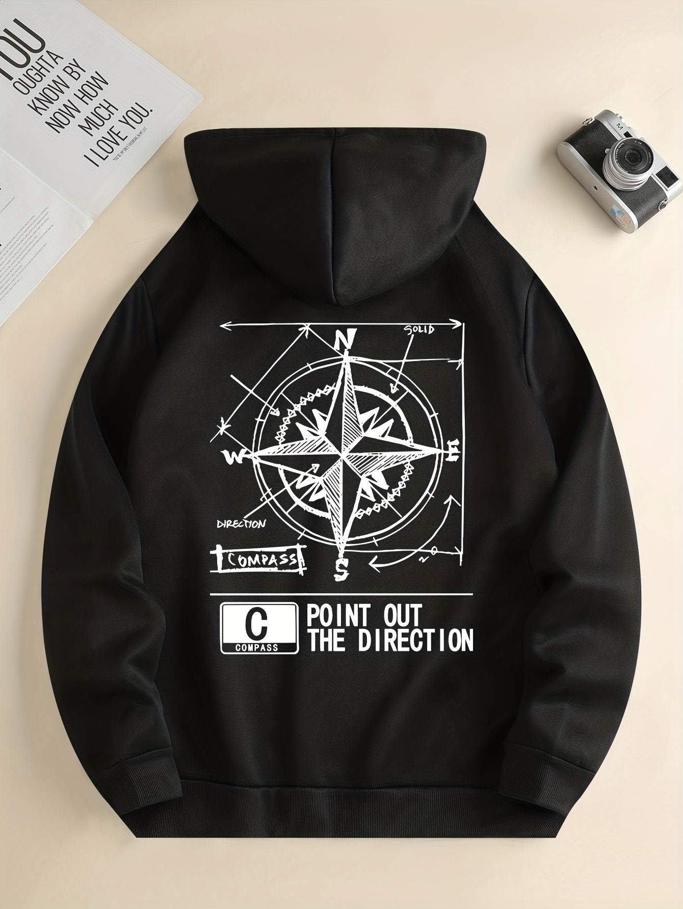 Hoodie met Kompasprint en Kangaroezak Heren | Loose fit | Tijdloze uitstraling - Praktische zakken - Ideaal voor dagelijks gebruik