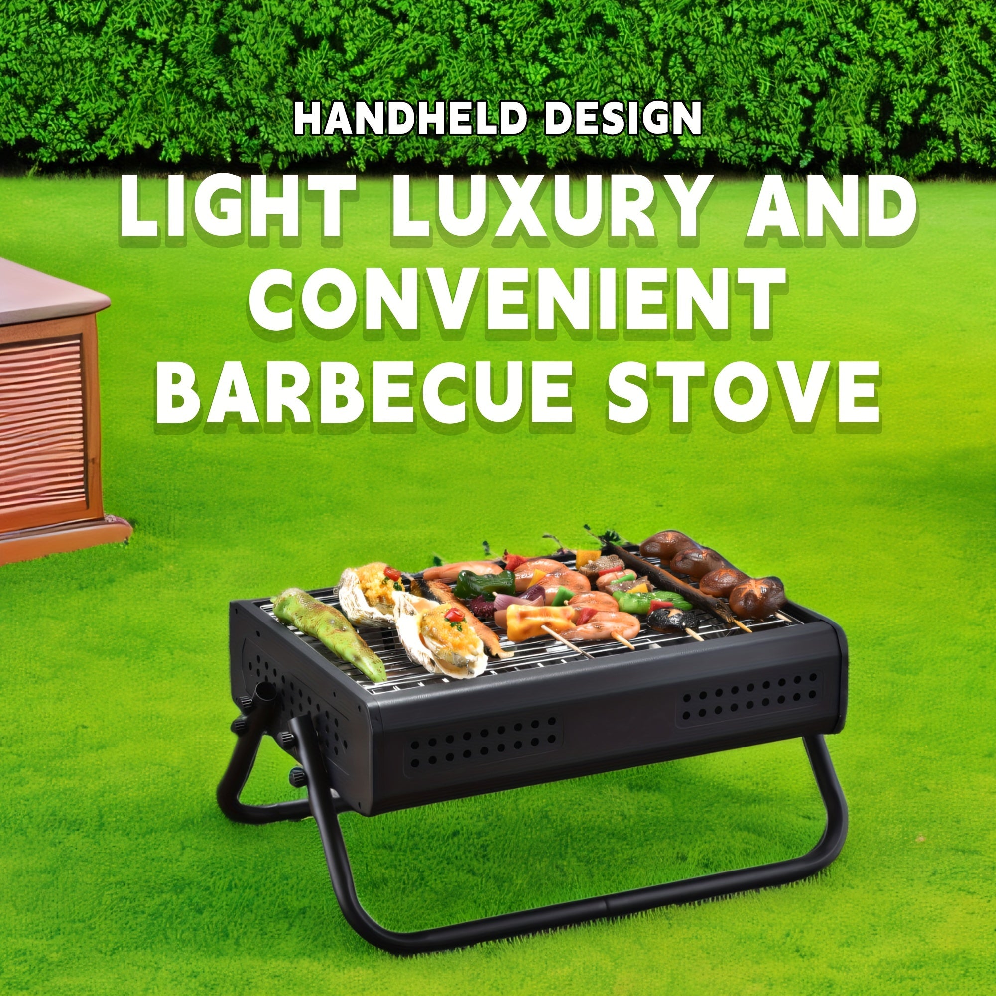 Houtskool BBQ Set - Compacte Grill met Opvouwbare Poten - Ideaal voor Outdoor Koken - KitchenCrest - FS+ - Essential