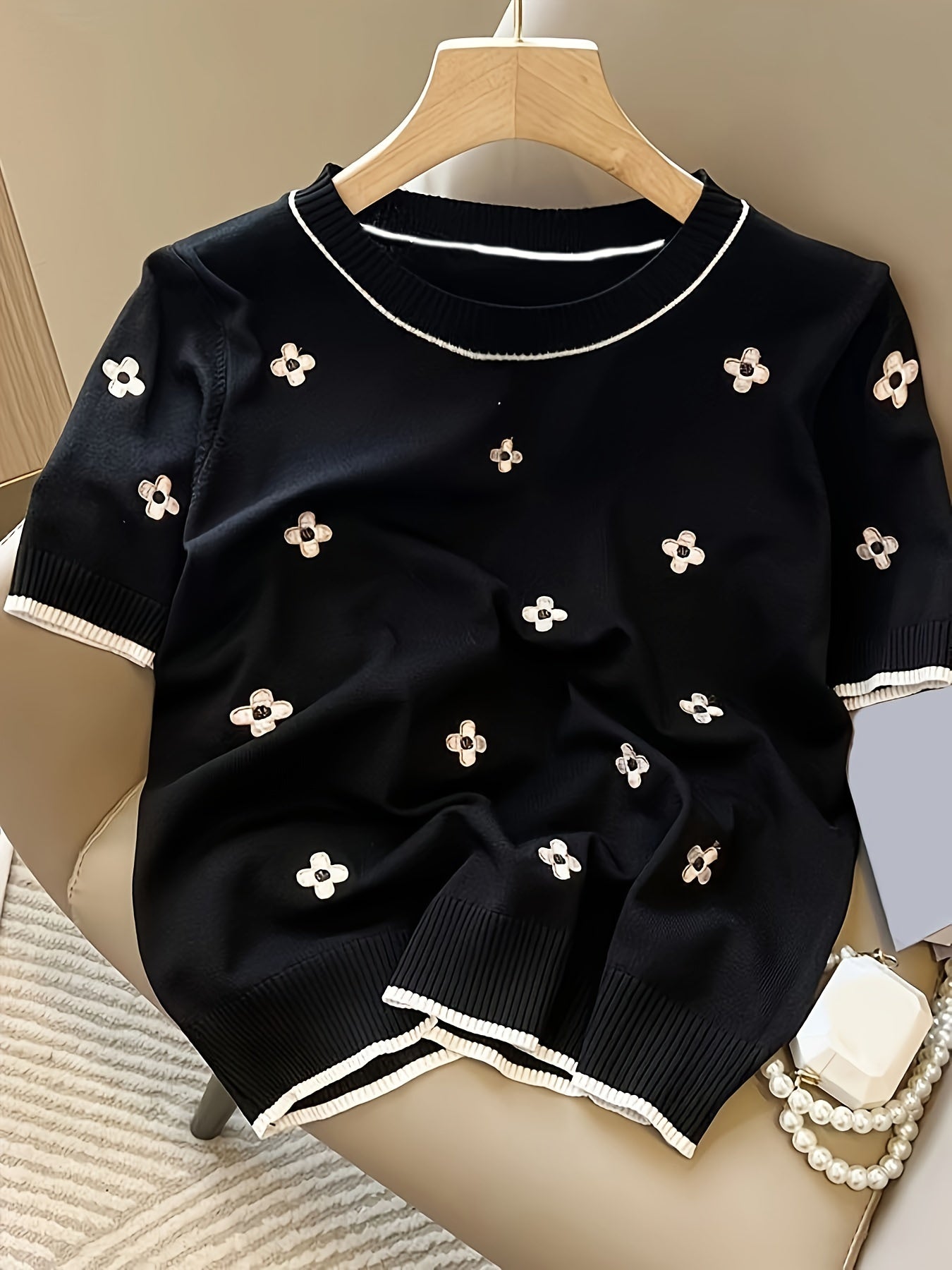 Gebreide Sweater | Lichtgewicht Dames Trui met Borduursel - Stijlvol Voor Elke Dag