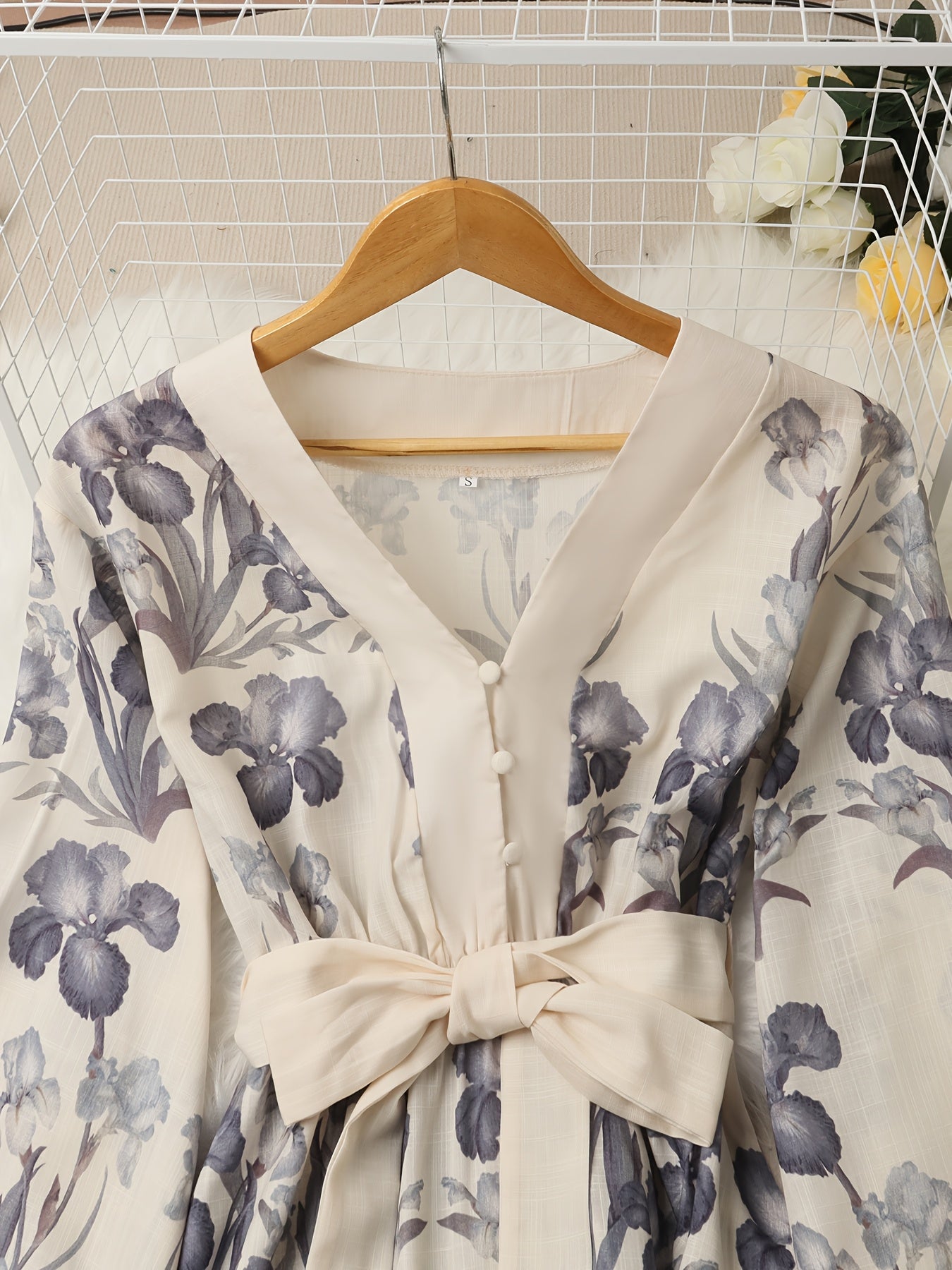 Floral Print V-NeckDames Blouse Jurk | Duurzaam - Must-Have - Stijlvol & Comfortabel - Lente/Zomer/Herfst