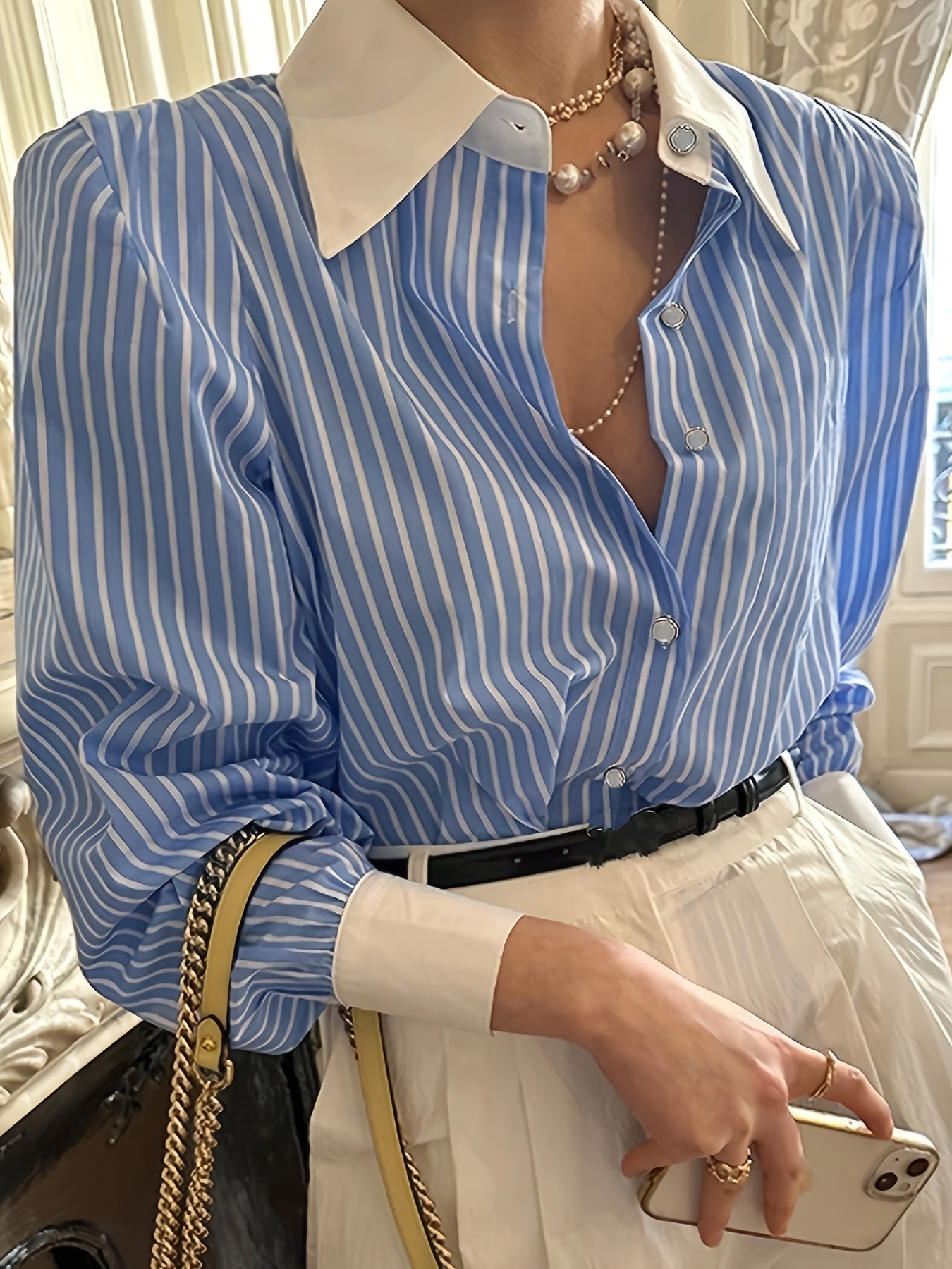 Casual Striped Dames Blouse | Duurzaam - Must-Have - Stijlvol & Comfortabel - Lente/Zomer/Herfst