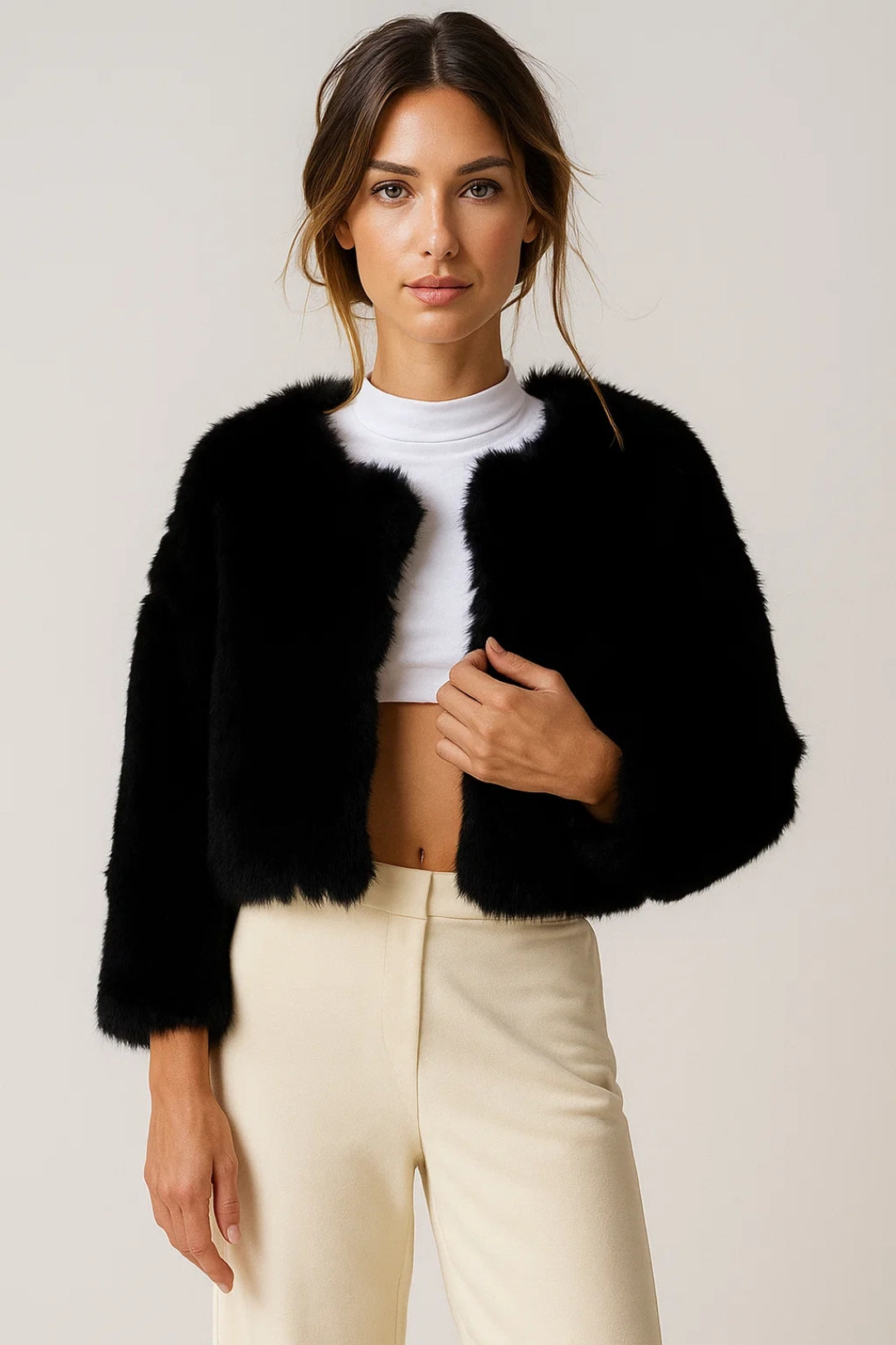 Dames Jas | Premium Cropped | Zachte Textuur | Winter
