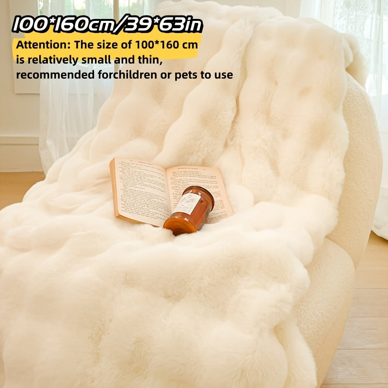 Double-sided Faux Rabbit Fleece Blanket | Soft Warm Blanket - Multifunctional for Bedroom, Sofa and Travel - For All Seasons