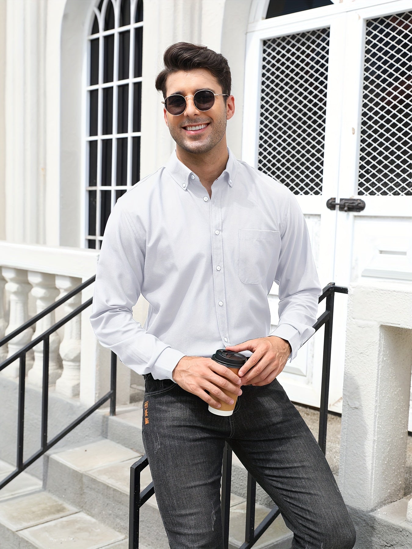 Blouse Heren | Comfortabele Egyptische Katoenen Blouse - Regular Fit - Puento Fortade - TP 08 - Essential