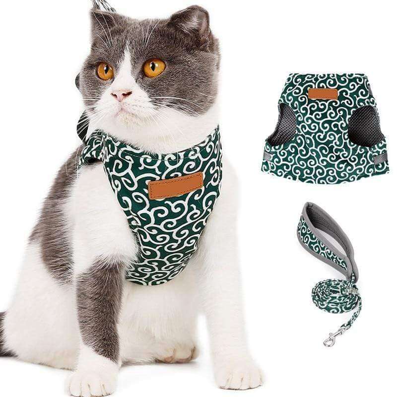 Kattenvest | Harnas Set | Comfortabel Verstelbaar Gaasvest | Perfect voor Wandelen, Joggen en Hiken | Maat XS-S | Inclusief Tractietouw 1,2m | Polyester | Ideaal voor Kittens en Volwassen Katten