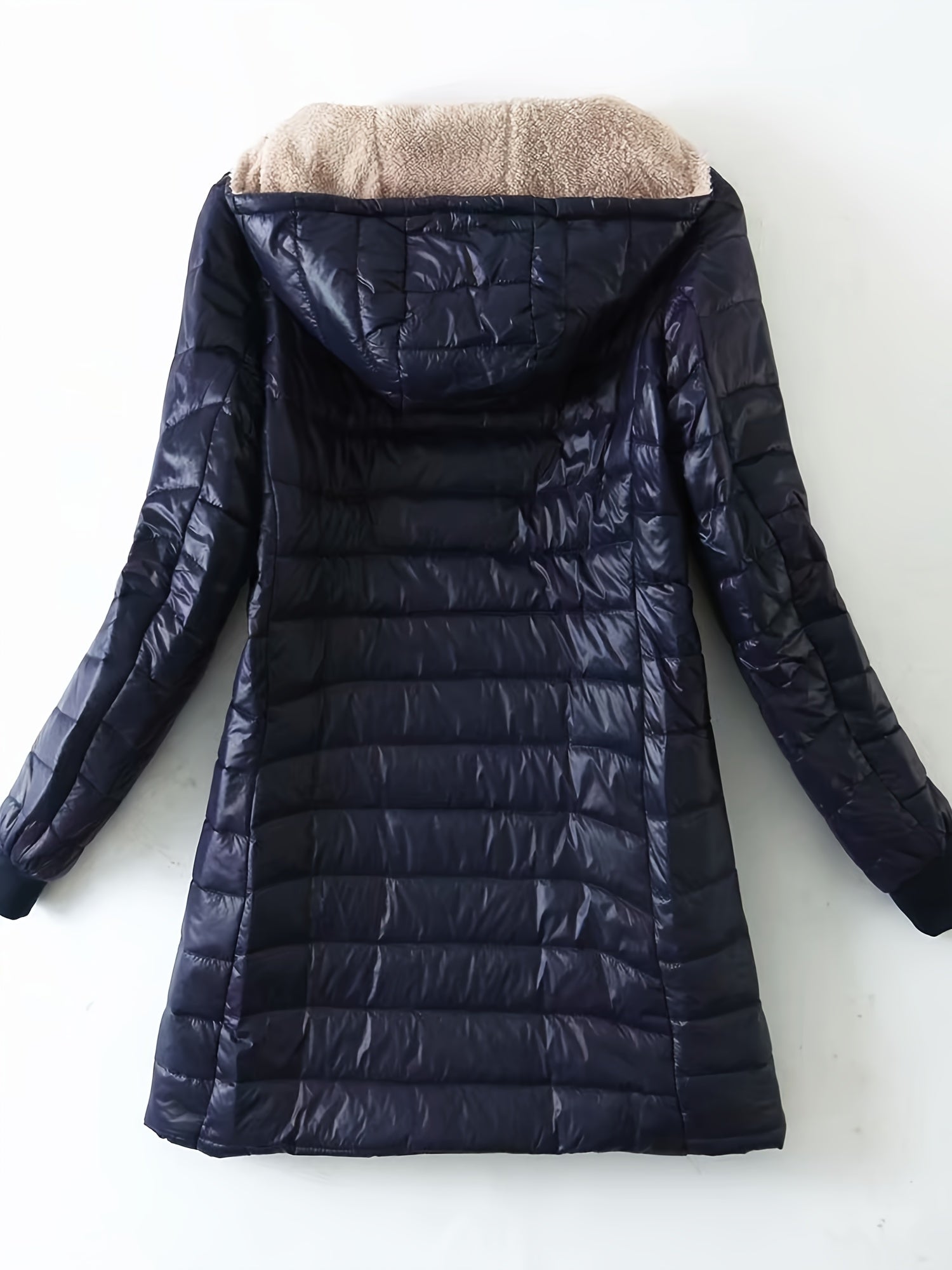 Visconte Dames Fleece Jas – Mid-Length Hooded Winterjas, Slim Fit, Fleece-Gevoerd, Minimalistische Warme Jas voor Winter