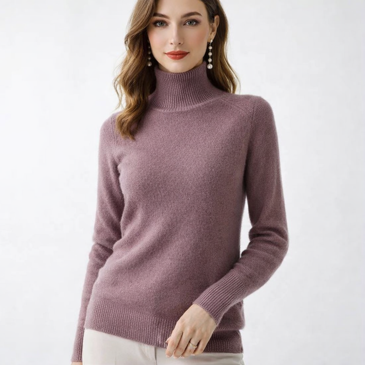 Elowen Dames Coltrui van Merino Wol - Zachte Fijngebreide Trui met Hoge Hals en Lange Mouwen - Anti-Pilling, Licht en Warm, in 10 Kleuren