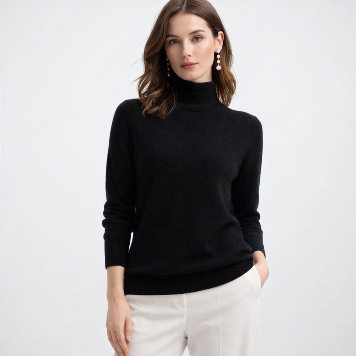 Elowen Dames Coltrui van Merino Wol - Zachte Fijngebreide Trui met Hoge Hals en Lange Mouwen - Anti-Pilling, Licht en Warm, in 10 Kleuren
