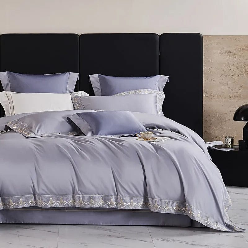 Luxxe Grey Duvet Cover Set (Egyptian Cotton) | Stylish Egyptian Cotton - Neutral Grey Tone - Soft and Breathable for Ultimate Comfort
