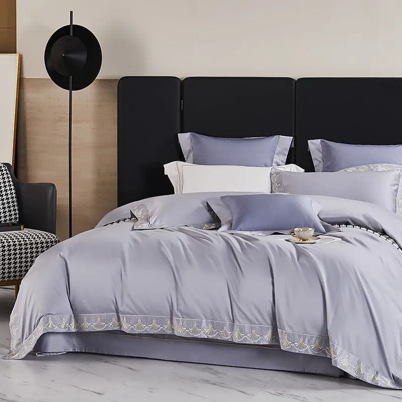 Luxxe Grey Duvet Cover Set (Egyptian Cotton) | Stylish Egyptian Cotton - Neutral Grey Tone - Soft and Breathable for Ultimate Comfort
