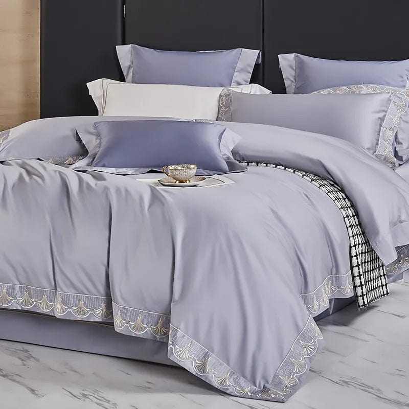Luxxe Grey Duvet Cover Set (Egyptian Cotton) | Stylish Egyptian Cotton - Neutral Grey Tone - Soft and Breathable for Ultimate Comfort