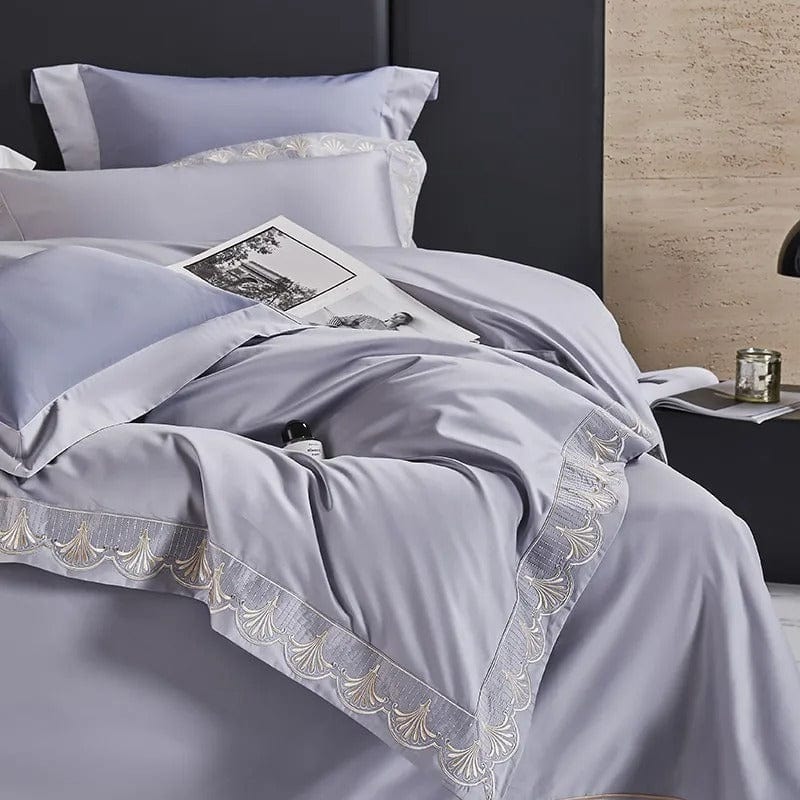 Luxxe Grey Duvet Cover Set (Egyptian Cotton) | Stylish Egyptian Cotton - Neutral Grey Tone - Soft and Breathable for Ultimate Comfort