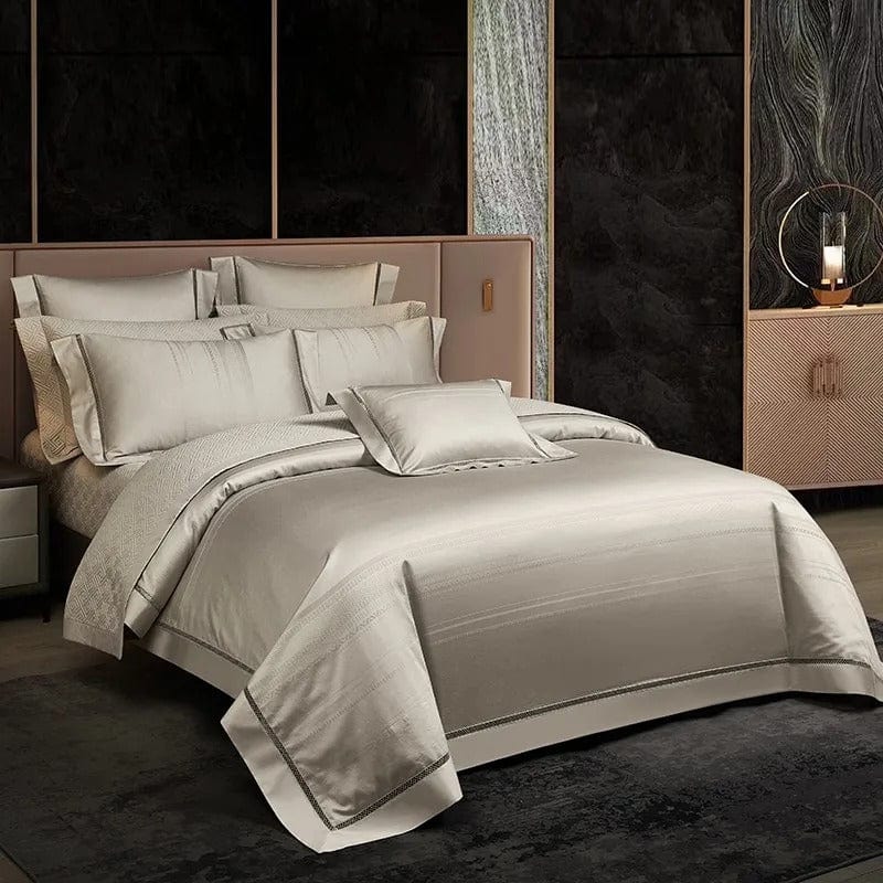 Elegance Champagne Dekbedovertrekset (Egyptisch Katoen) | Luxe Egyptisch katoen - Stijlvolle champagnekleur - Zacht en ademend voor een goede nachtrust