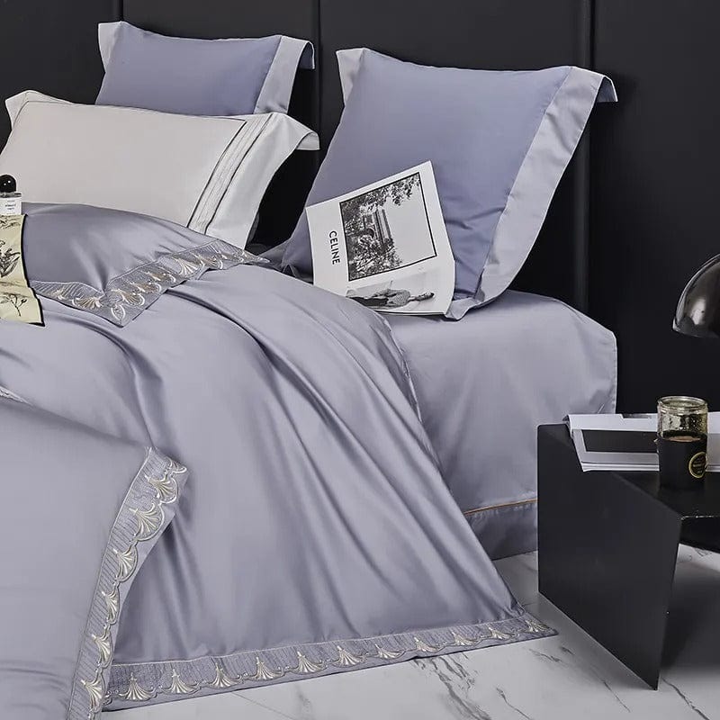 Luxxe Grey Duvet Cover Set (Egyptian Cotton) | Stylish Egyptian Cotton - Neutral Grey Tone - Soft and Breathable for Ultimate Comfort