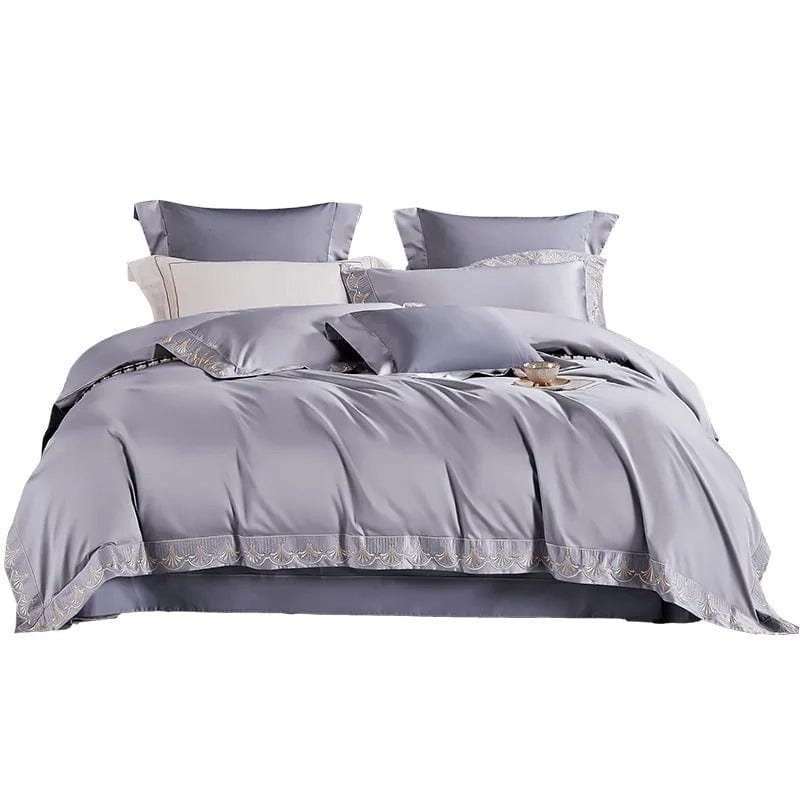Luxxe Grey Duvet Cover Set (Egyptian Cotton) | Stylish Egyptian Cotton - Neutral Grey Tone - Soft and Breathable for Ultimate Comfort