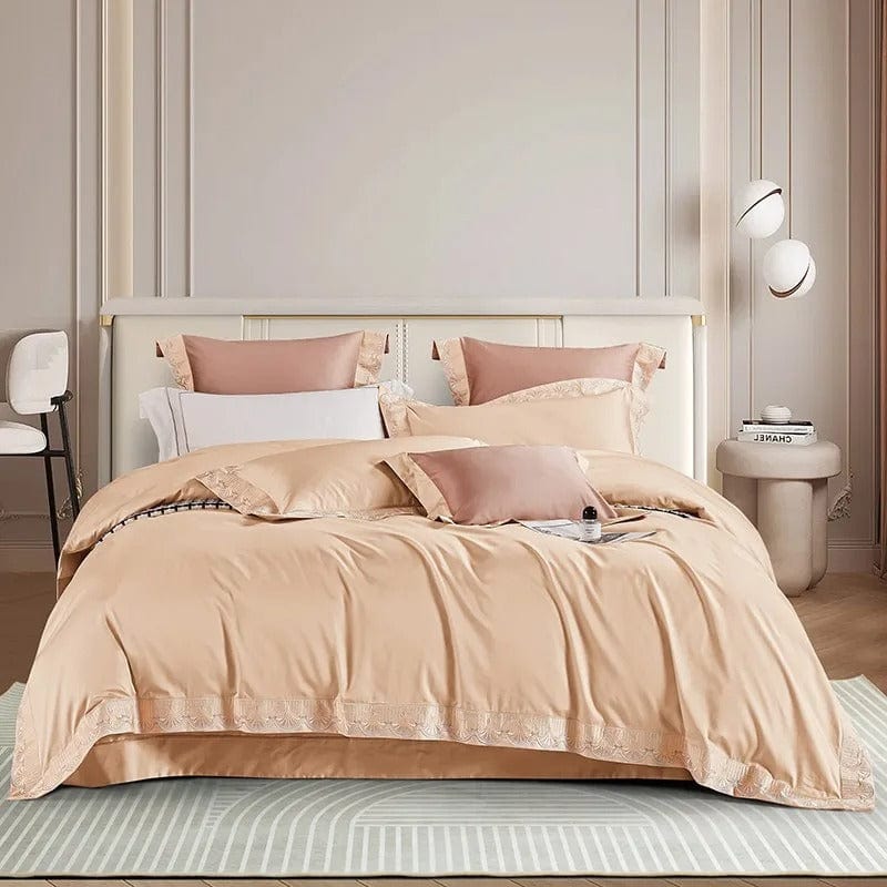 Luxxe Peach Duvet Cover Set (Egyptian Cotton) | Egyptian Cotton - Peach color for a warm look - Comfortable and breathable