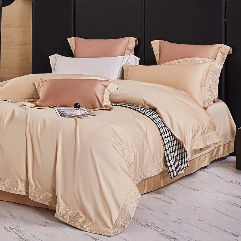 Luxxe Peach Duvet Cover Set (Egyptian Cotton) | Egyptian Cotton - Peach color for a warm look - Comfortable and breathable