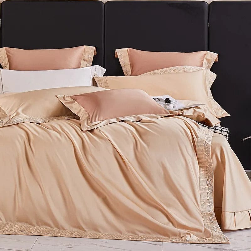 Luxxe Peach Duvet Cover Set (Egyptian Cotton) | Egyptian Cotton - Peach color for a warm look - Comfortable and breathable