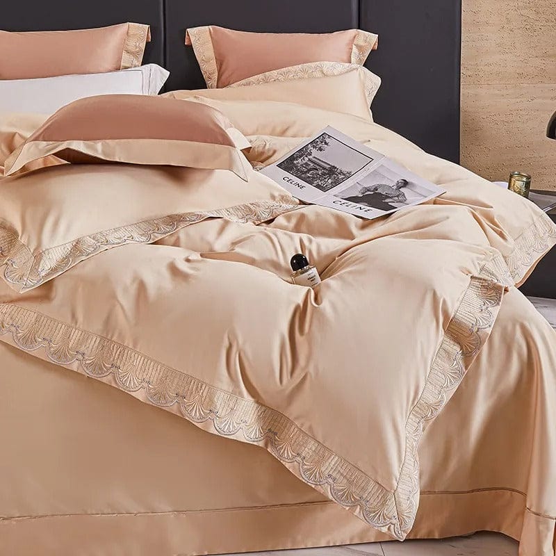 Luxxe Peach Duvet Cover Set (Egyptian Cotton) | Egyptian Cotton - Peach color for a warm look - Comfortable and breathable