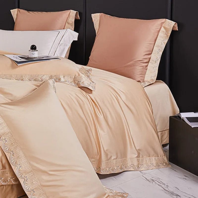Luxxe Peach Duvet Cover Set (Egyptian Cotton) | Egyptian Cotton - Peach color for a warm look - Comfortable and breathable