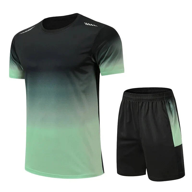 Sportkleding Heren Set – Tweedelige Sportset met Shirt en Korte Broek – Sneldrogend & Comfortabel
