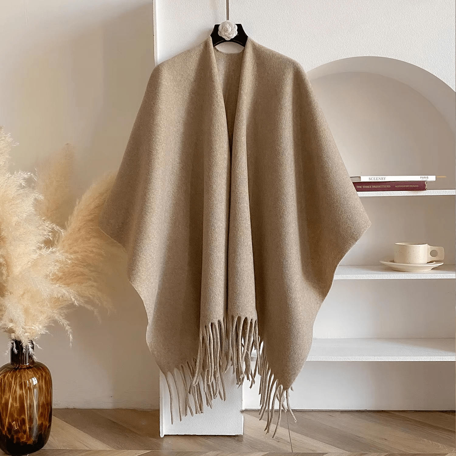 CosyDrape – Dubbelzijdige Damesponcho van Kasjmiermix met Luxe Warmte