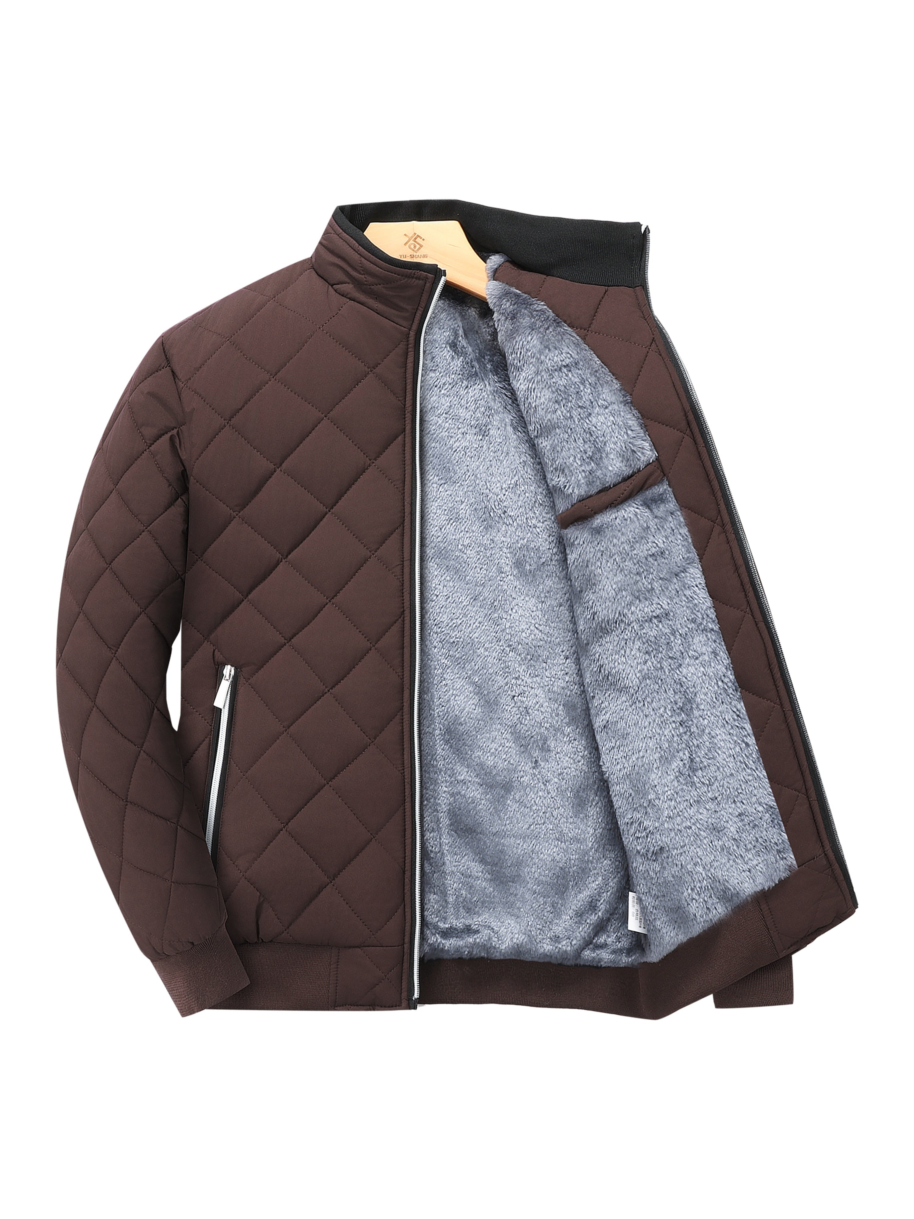 Visconte Heren Winterjas – Donkergroene Gewatteerde Fleece Jas met Capuchon, Zip-Up, Warme Loose Fit Jas voor Koud Weer