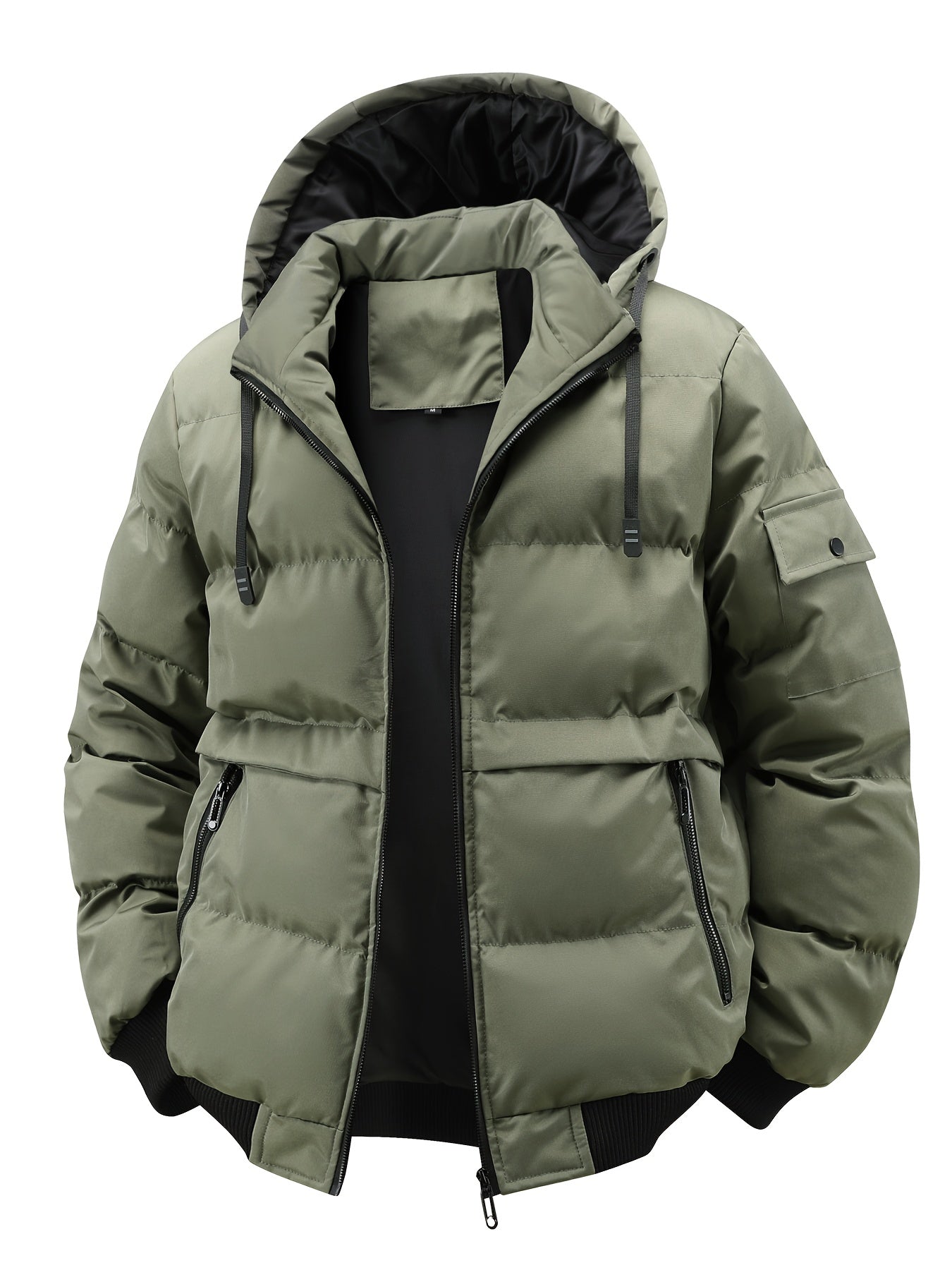 Visconte Heren Winterjas – Heavy-Duty Hooded Full-Zip Jas met Mouwzakken, Navy Cold-Weather Outdoorjas, Casual & Formeel