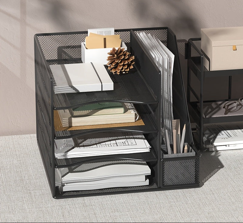 IJzeren papierorganizer en boekensteun | Bureau organizer | Documenthouder voor kantoor of thuis