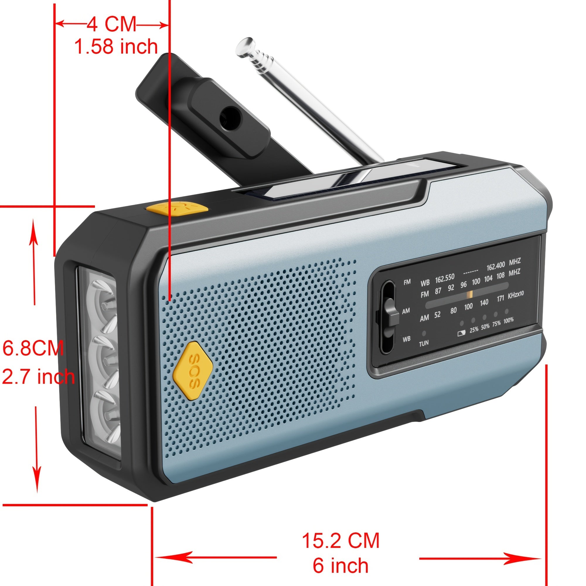 Voltura Gear | Zelfaangedreven Noodradio – Handopwinder, Solar, Powerbank & Zaklamp – FM/AM Radio, SOS Alarm, Onmisbaar voor Rampen & Noodgevallen
