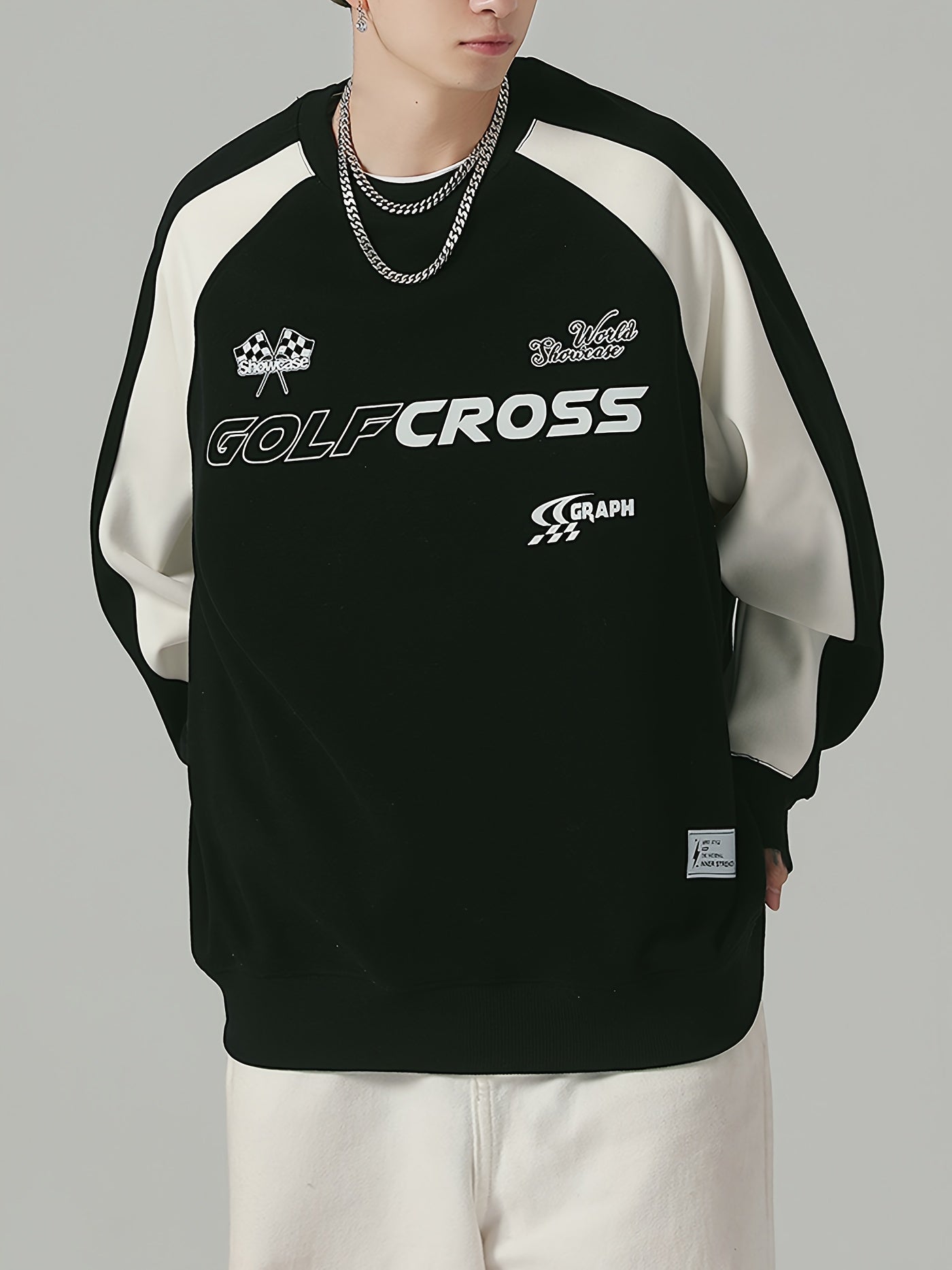 Golf Cross™ | Ronde Hals Sweatshirt van Katoenmix Heren | Regular fit | Relaxed schouderontwerp - Sportief streetwear - Zacht en ademend