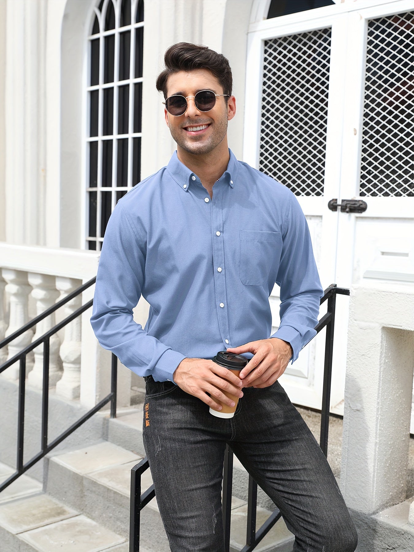 Blouse Heren | Comfortabele Egyptische Katoenen Blouse - Regular Fit - Puento Fortade - TP 08 - Essential