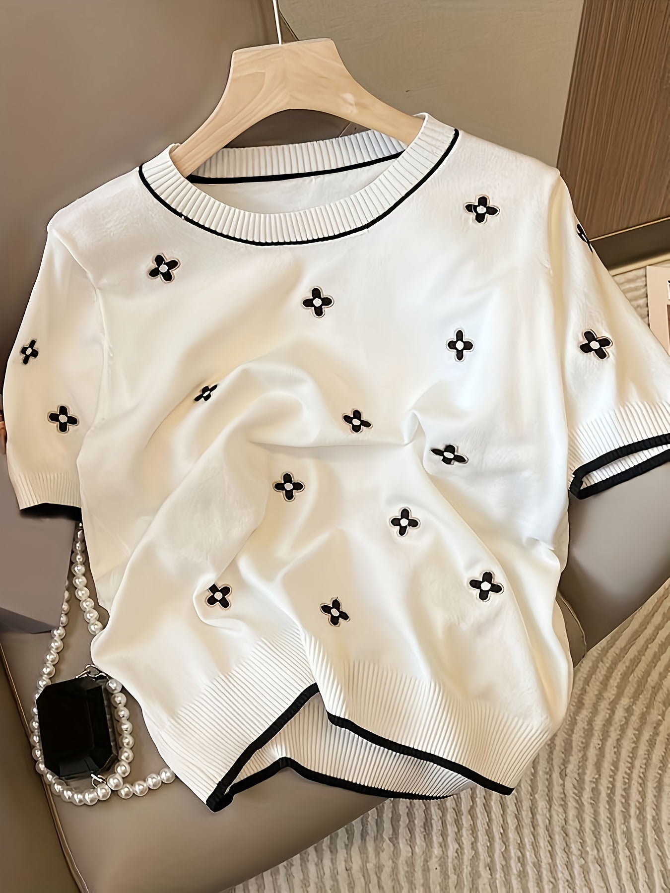 Gebreide Sweater | Lichtgewicht Dames Trui met Borduursel - Stijlvol Voor Elke Dag