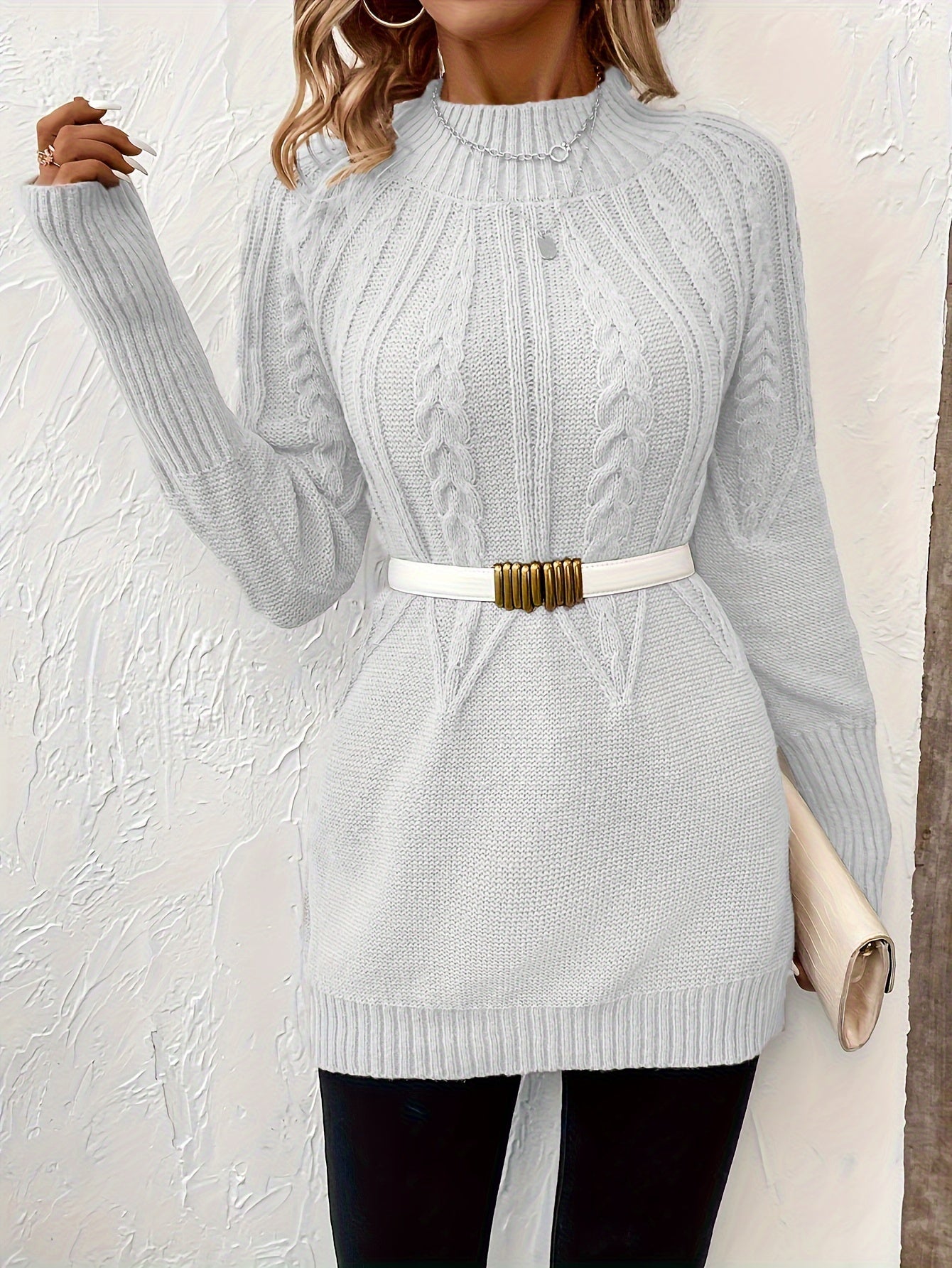 Fleur de Neige | Elegante Snoergebreide Coltrui | Subtiele Winterstijl - Zacht En Warm