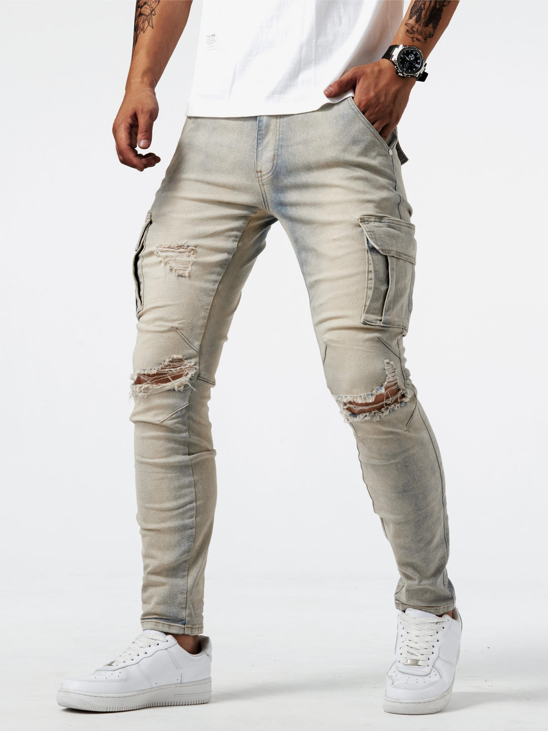 Heren Cargo Jeans | Slanke pasvorm | Meerdere zakken & Stretch | Casual stijl op straat