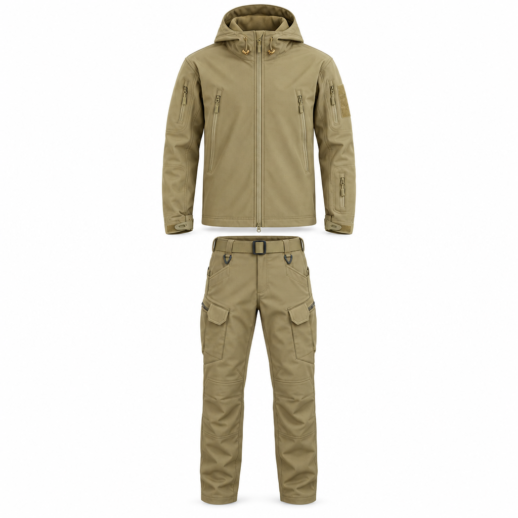 Northpeak heren outdoor set met gevoerde jas en cargobroek, packshot op witte achtergrond