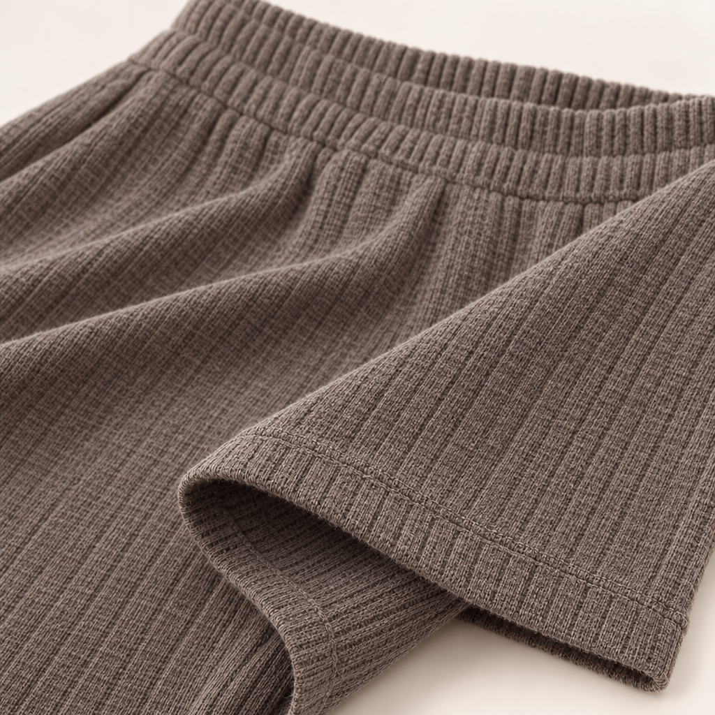 Detail van de elastische tailleband en de zoom van de Lounara broek