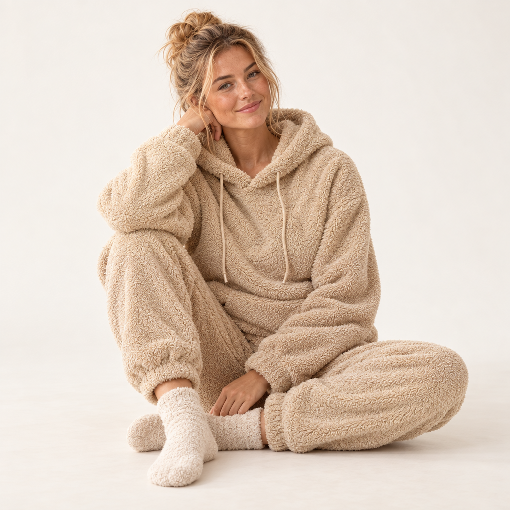 Nuzzla teddy set op model in de studio