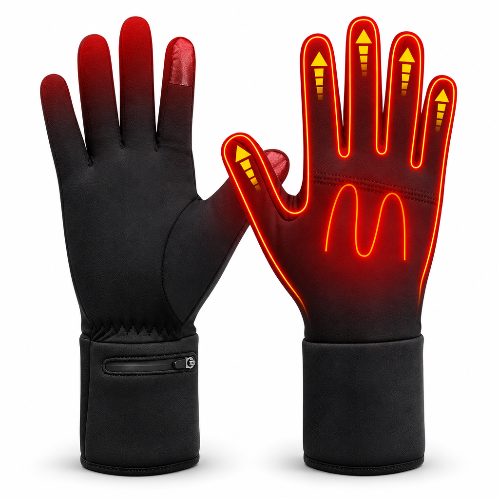 Warmora verwarmde winterhandschoenen, studiofoto op witte achtergrond