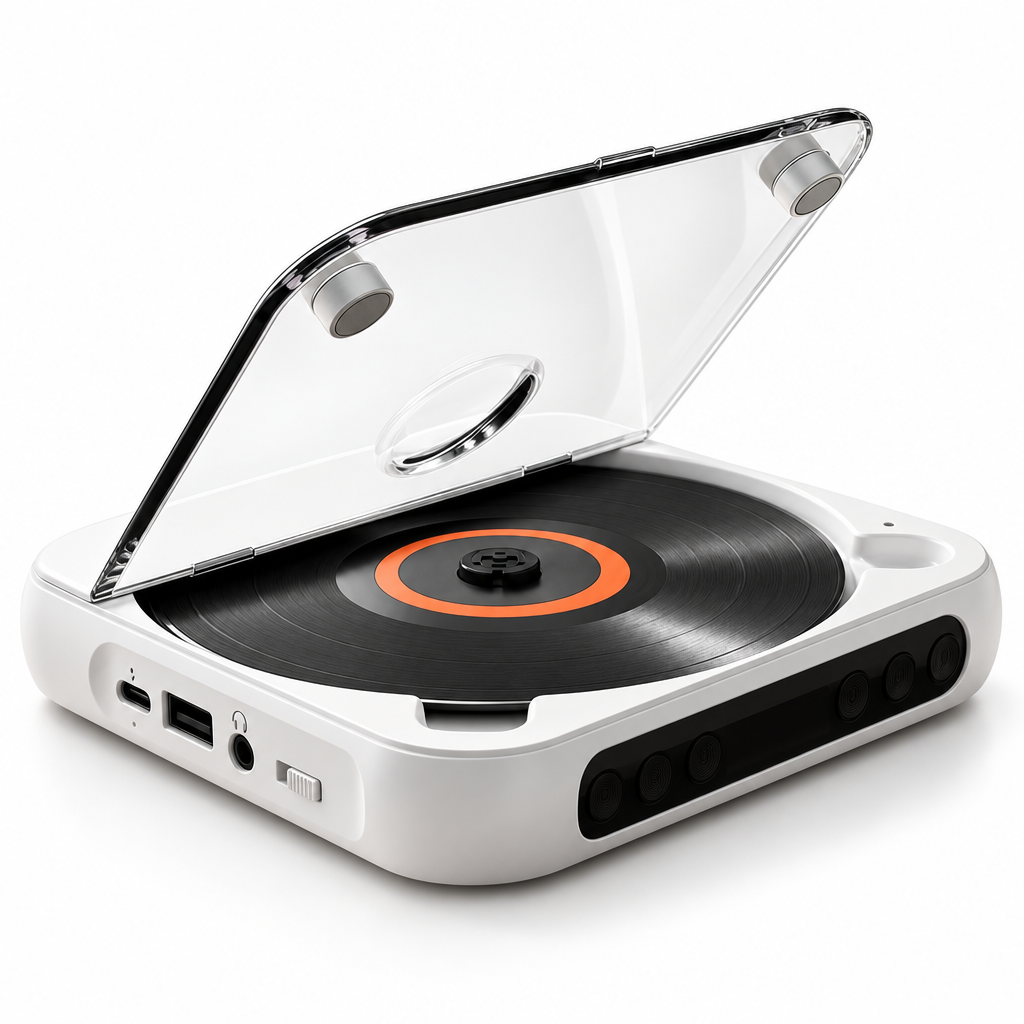 Navando draagbare CD-speler met Bluetooth, studiofoto op witte achtergrond