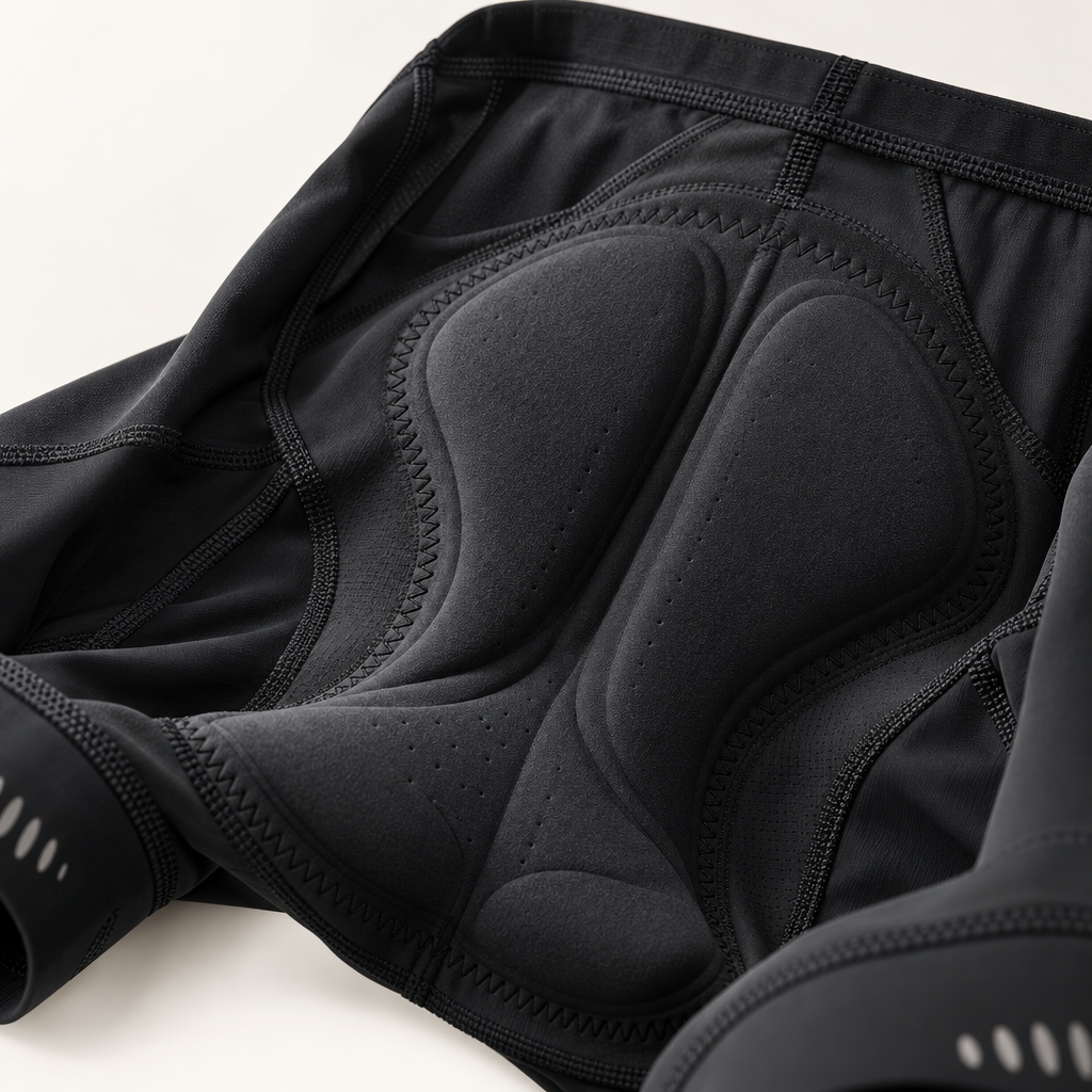 Close-up van het 5D gel zeem van de Velonex fietsbroek