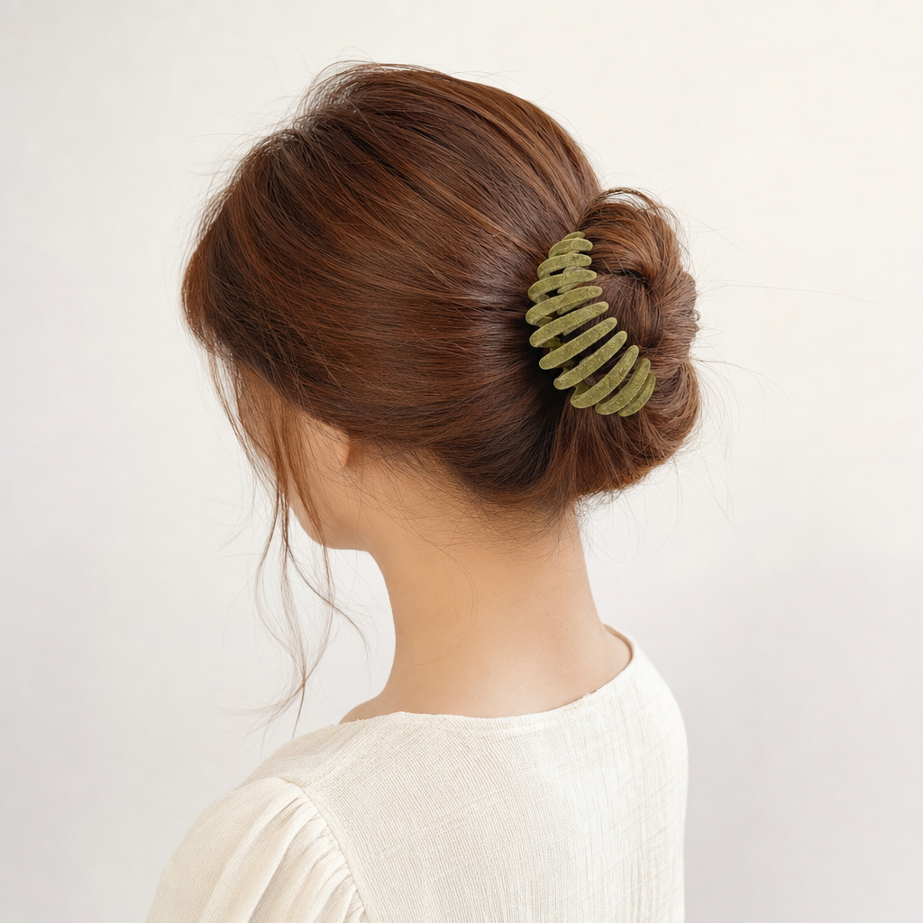 Haarclip houdt een gedraaide knot vast