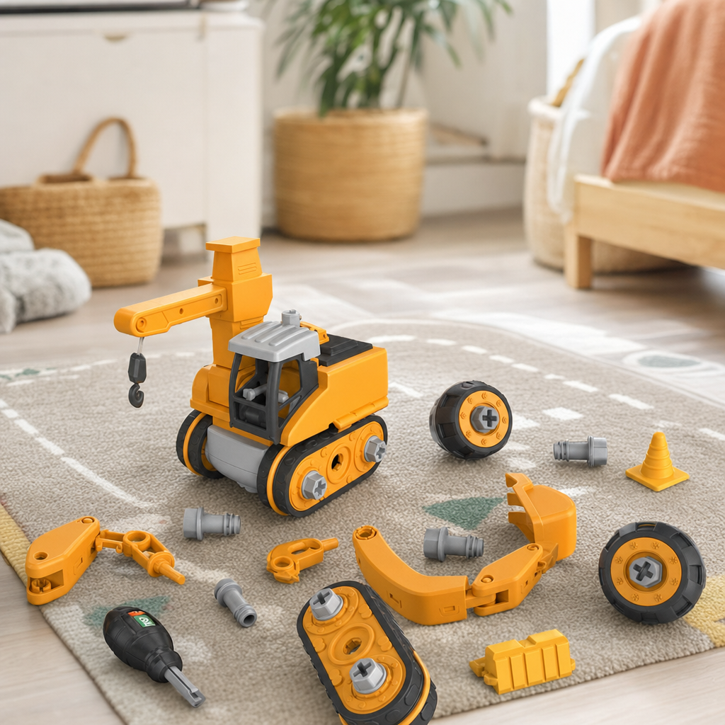 Bouwset op een speelmat in de kinderkamer