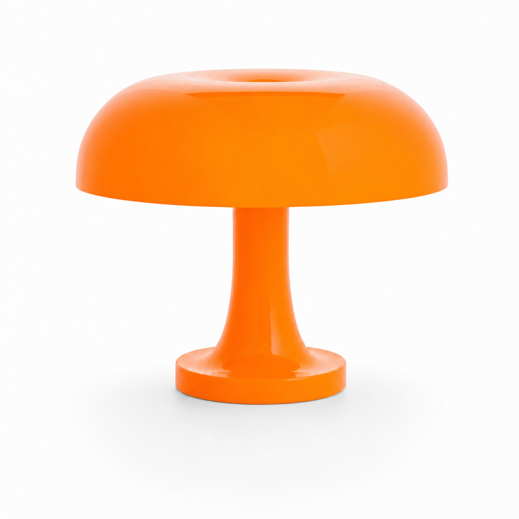 Dimbare LED-tafellamp in Bauhaus paddenstoelstijl in oranje
