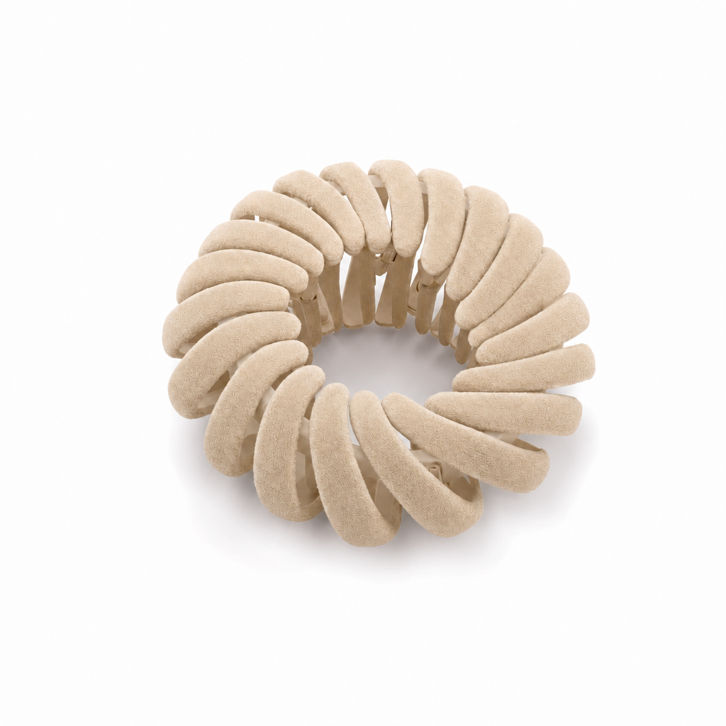 Haarclip met draaimechanisme en kliksluiting in beige