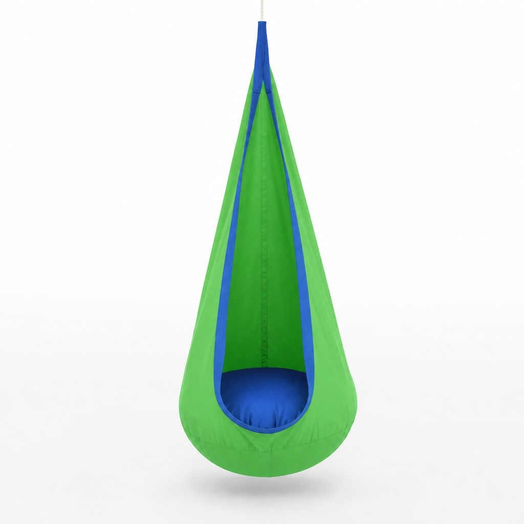 Kinderhangstoel van parachutestof in groen