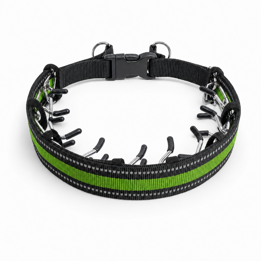 Trainingshalsband van roestvrij staal in groen